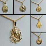 Pendentif Vierge Marie, Jésus et Saints en or 18k