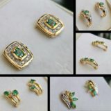 Boucles d'Oreilles Emeraude et diamants en or 18k