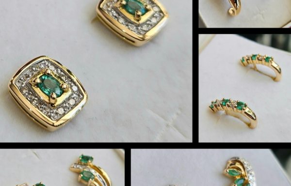 Boucles d'Oreilles Emeraude et diamants en or 18k